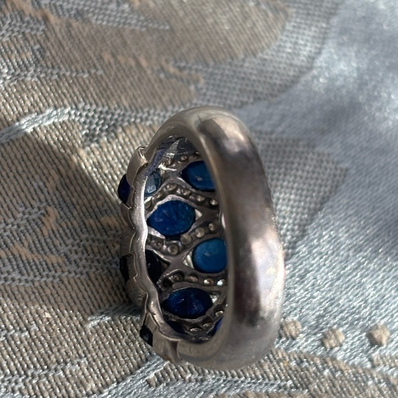 Elegant 18 K(750 stamp )  white gold , sapphire Jewelry Set vintage - Picture 3 of 7